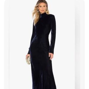 Nili Lotan Blue Velvet Genevieve Maxi Dress Gown M